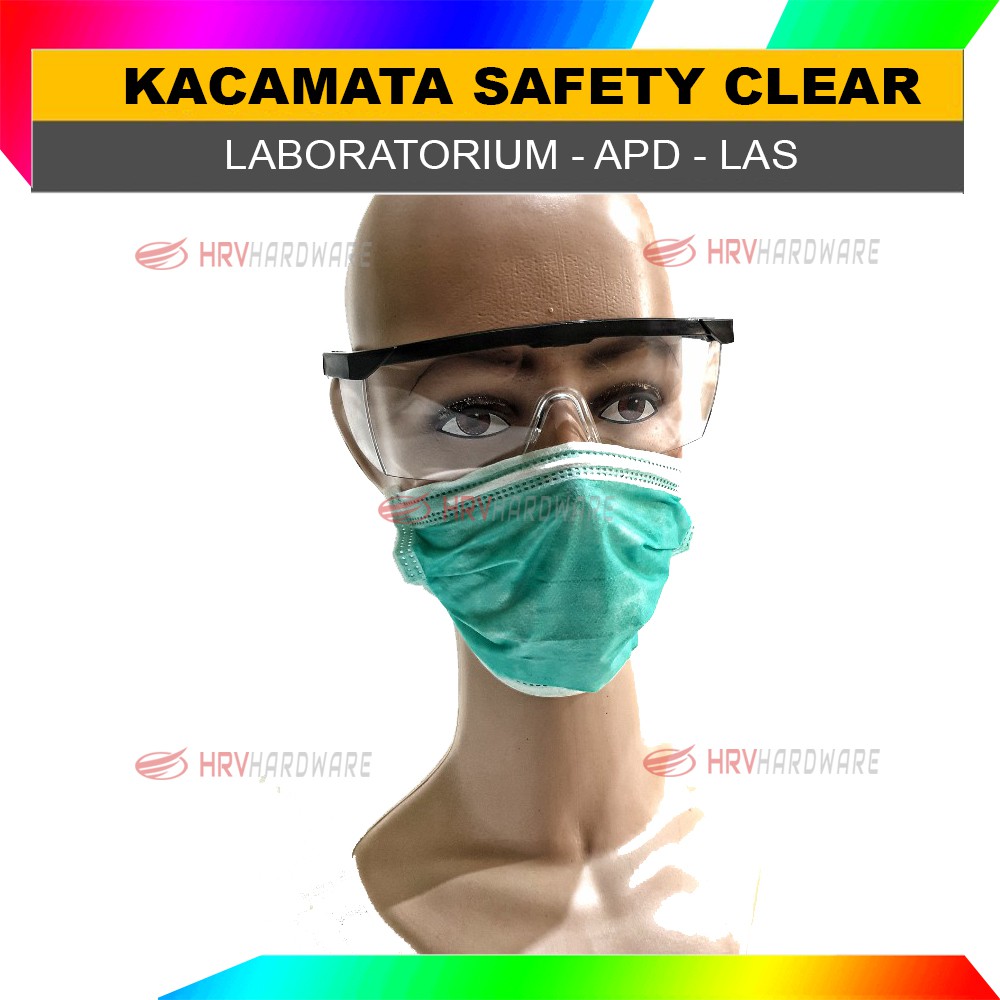 Kacamata Safety APD - Gerinda Bening - Glasses - Kacamata Las - Antidebu - Kacamata Murah - Motor