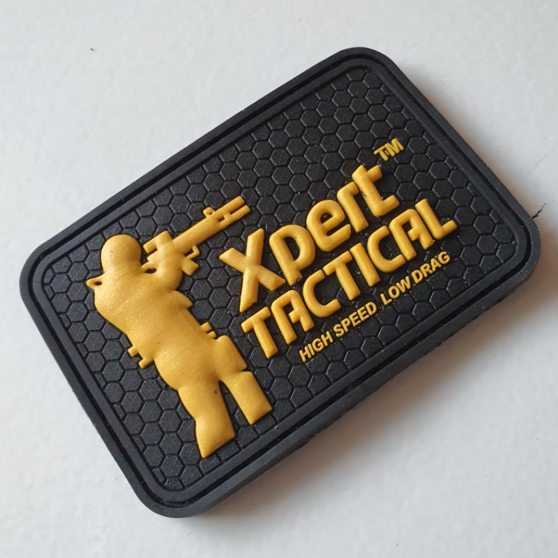 PATCH RUBBER PVC LOGO XPERT TACTICAL 3D TIMBUL DASAR HITAM/TEMPELAN EMBLEM KARET VELCRO