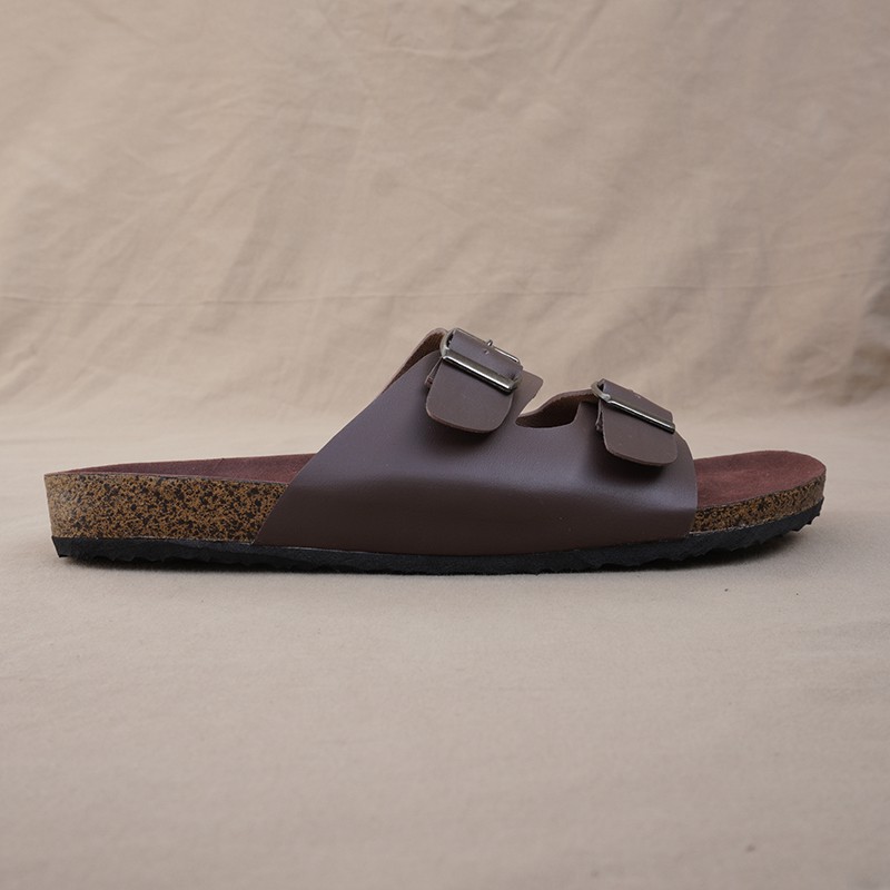 COD Sandal Pria Slop Sandal Briken Sandal Cowok Walkers Sendal Slide Polos Murah Gesper2 Coklat