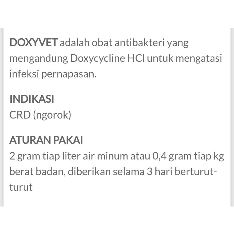 Doxyvet 250 gram obat ngorok pilek CRD ayam-medion