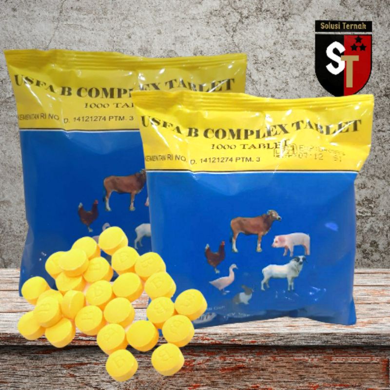 Vitamin B KOMPLEK USFA 1000 Tablet Ayam Sapi Kelinci Kucing