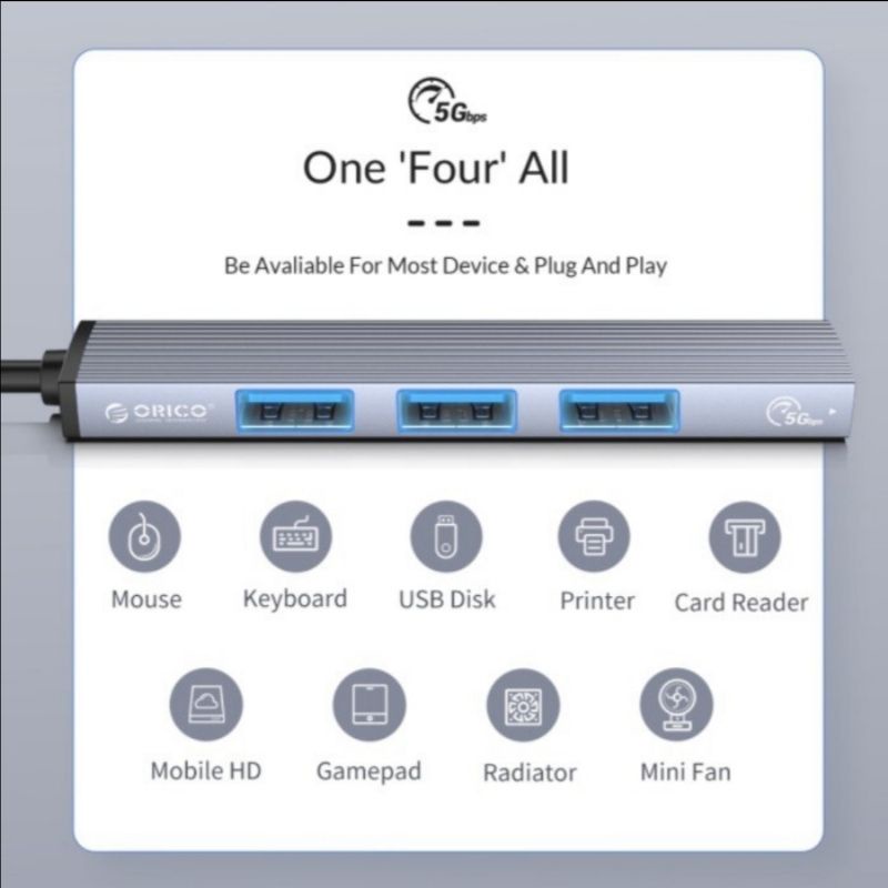 ORICO AH13 USB TypeC Hub to USB 3.0 * 1 Port + 2.0 * 3 Ports AH-13