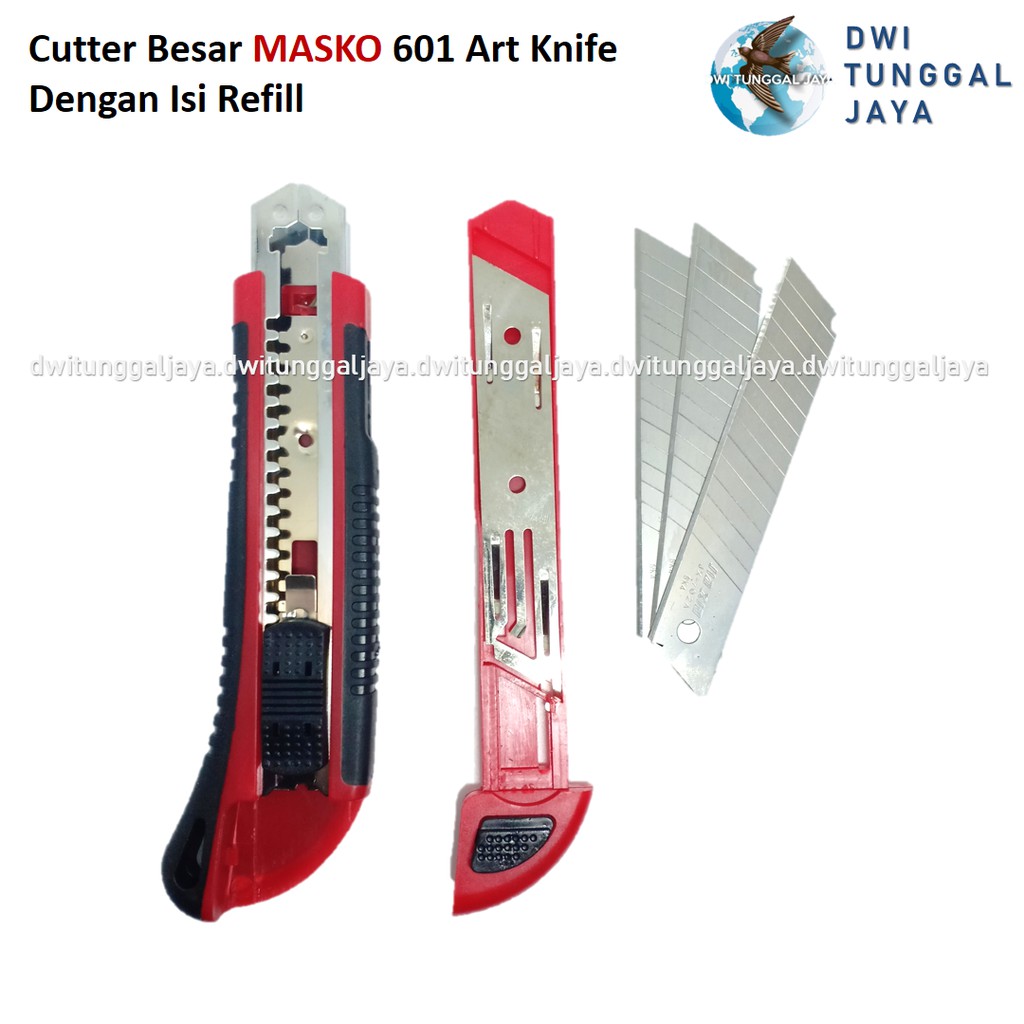 

MASKO Cutter Besar Soft Touch Art Knife Dengan Isi Refill Pisau 601