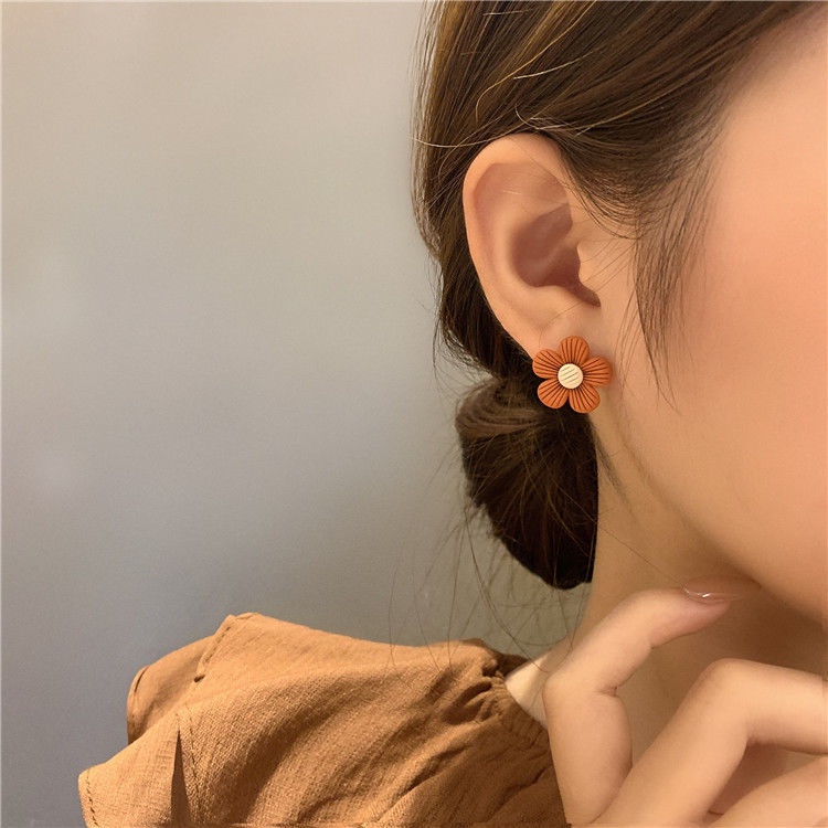 Anting Sterling Silver Bentuk Bunga Pita Gaya Korea Untuk Wanita