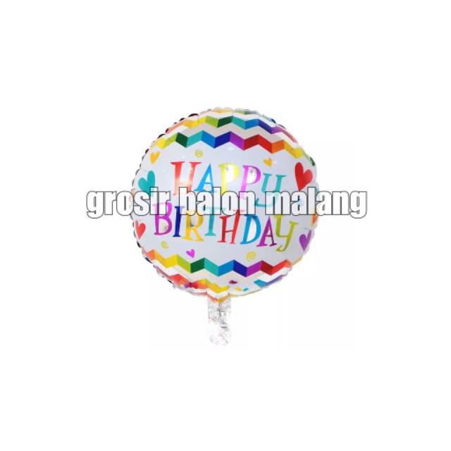 Balon foil bulat happy birthday rainbow