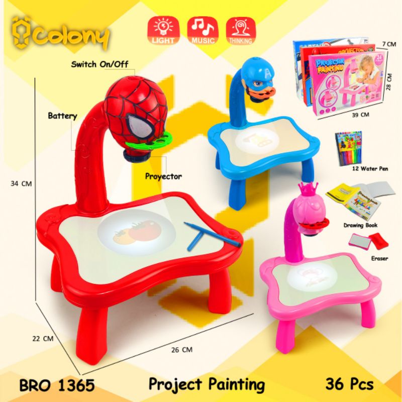 

BRO1365 Princess Spiderman Captain Meja Belajar Gambar Menggambar Lukis Melukis Proyektor Projector Projektor Tulis Menulis Whiteboard White Board Mainan Anak Permainan Edukasi