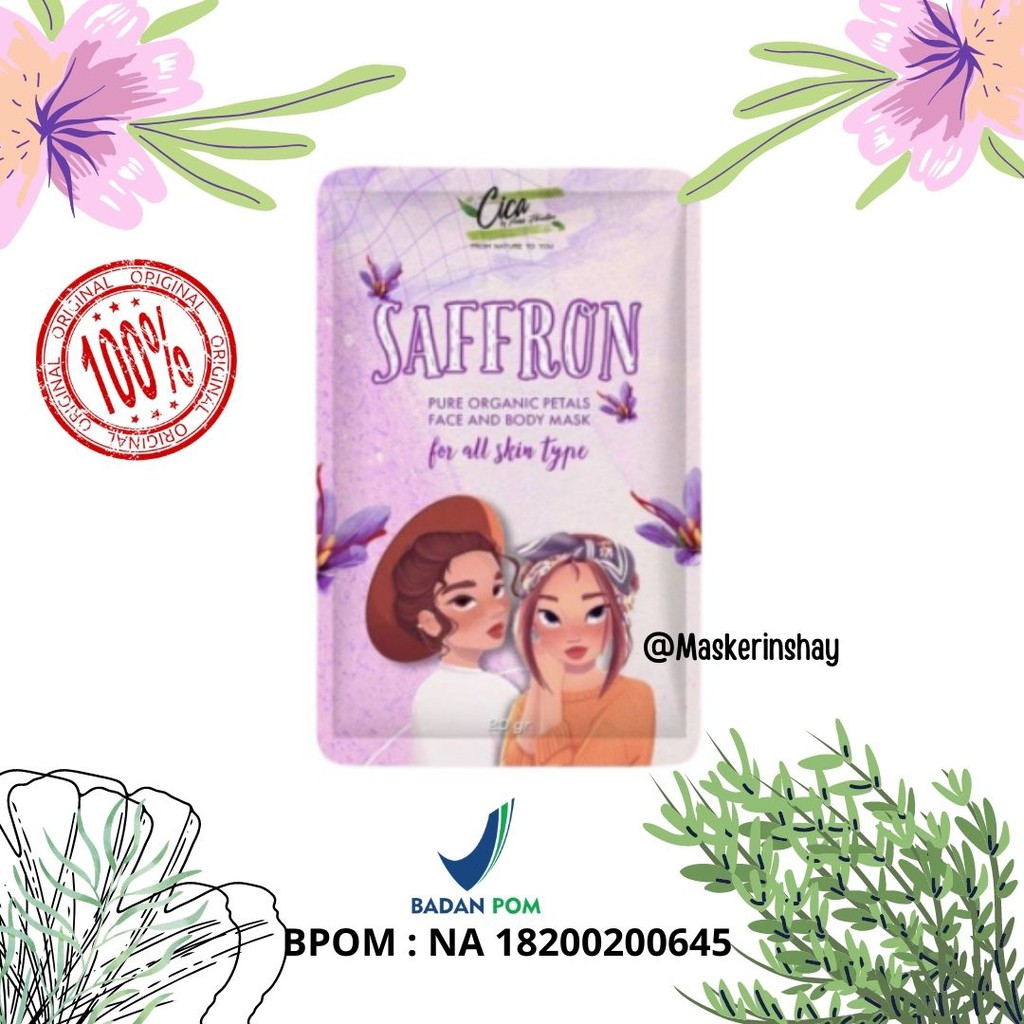 BPOM SAFFRON MASK ORGANIC WITH CENTELLA 20gr by cicanature (cica nature) original