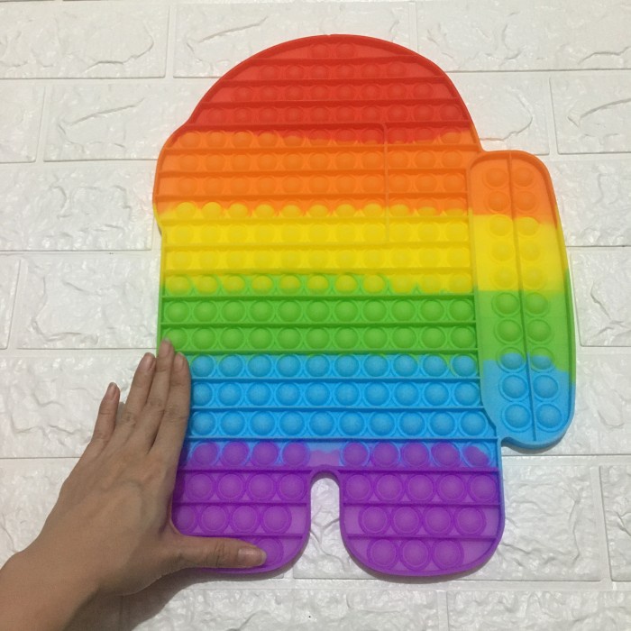 Mainan Fidget Pop It Among Us Jumbo Rainbow Uk 30x40 Cm Shopee Indonesia