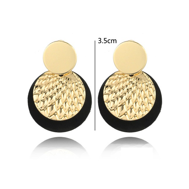 LRC Anting Tusuk Fashion Gold Color Round Shape Design Multi-layer E93627