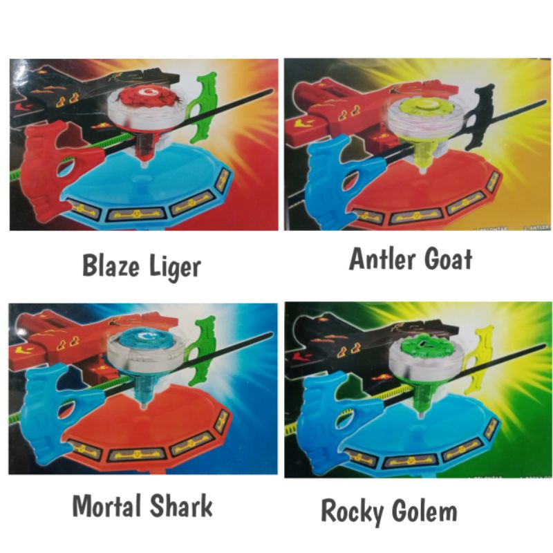 MAINAN ANAK GANGSING ROCKY GOLEM,BLAZE LIGER,MORTAL SHARK,ANTLER GOAT KEMASAN DOS