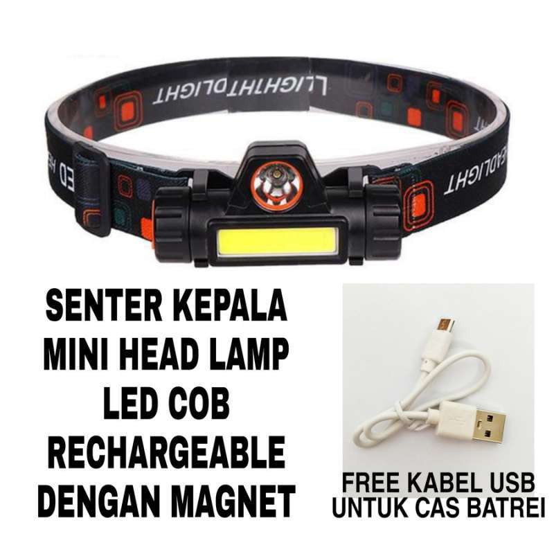 SENTER KEPALA MINI LED COB SUPER TERANG RECHARGEABLE dengan Magnet