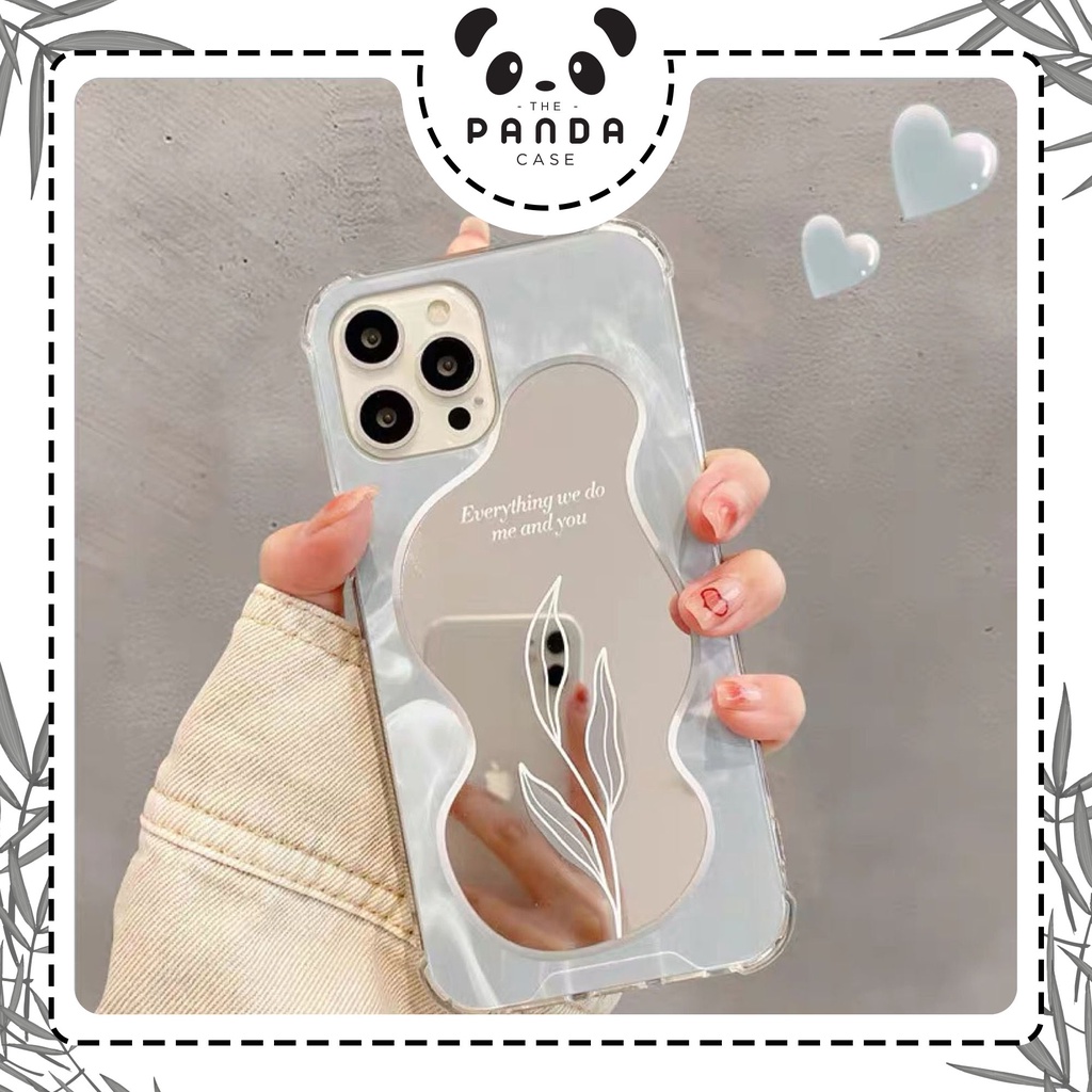 [TPC] Mirror Phone Case Gray Flower IPHONE 6 6S 7 8 PLUS X XS MAX XR 11 12 13 14 15 PLUS PRO MAX Casing Cermin HP IP027