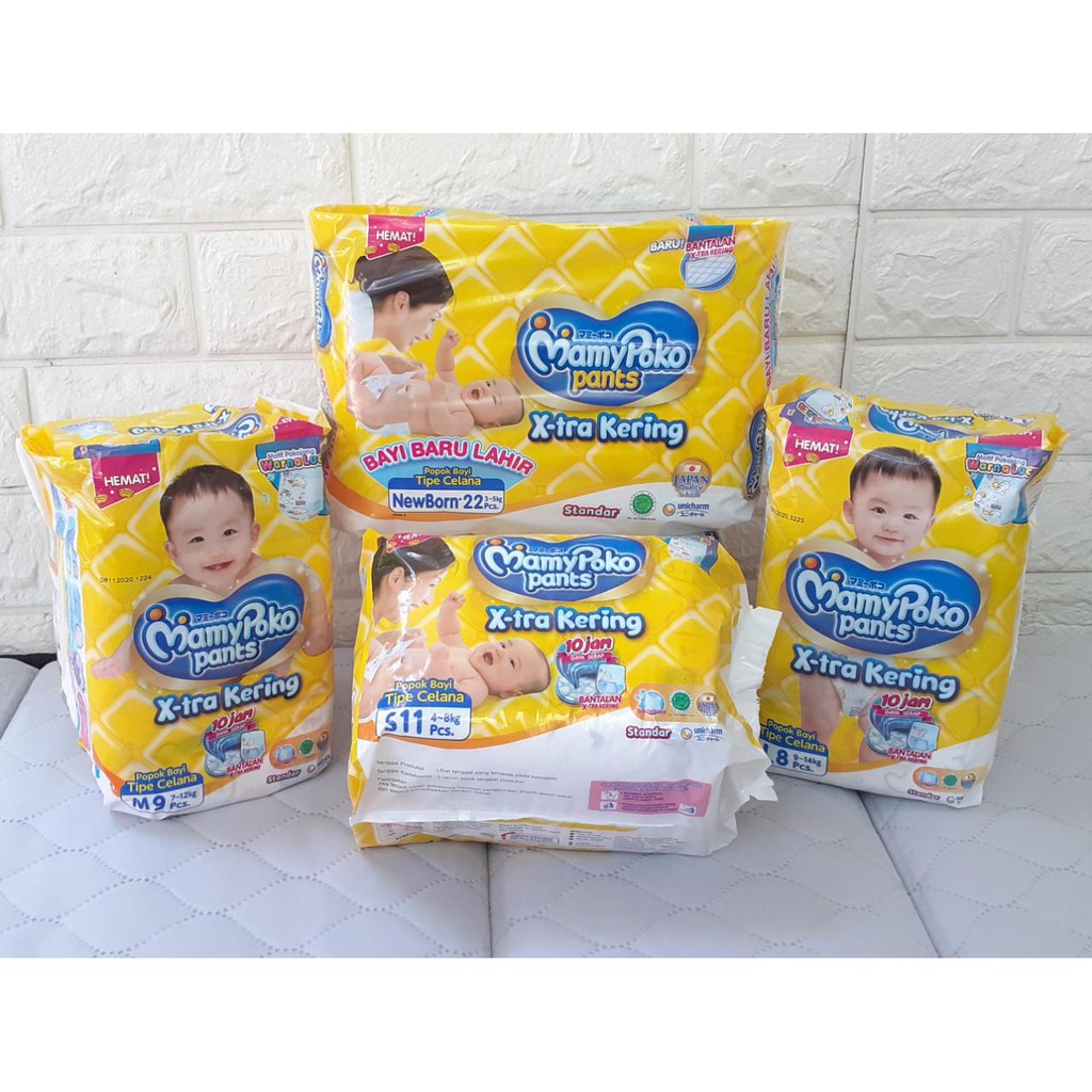 Popok Celana Bayi MAMYPOKO Pants Extra Kering NB 22 S 11 40 M 9 34 L 8 30 XL 26 XXL 24  X-tra mamy poko mami mamipoko popok celana pempes pampers diaper kuning standard std NB22 S11 S40 M9 M34 L8 L30 XL26 XXL26 mami poko mamipoko