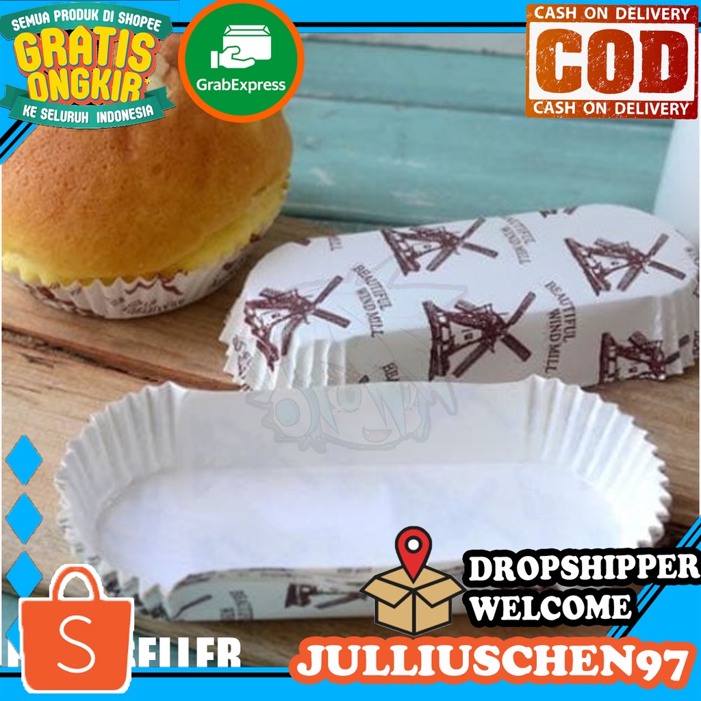

JJ CHEN Paper Cup Case Bread Cake Oval Kertas Alas Roti Kue Lonjong