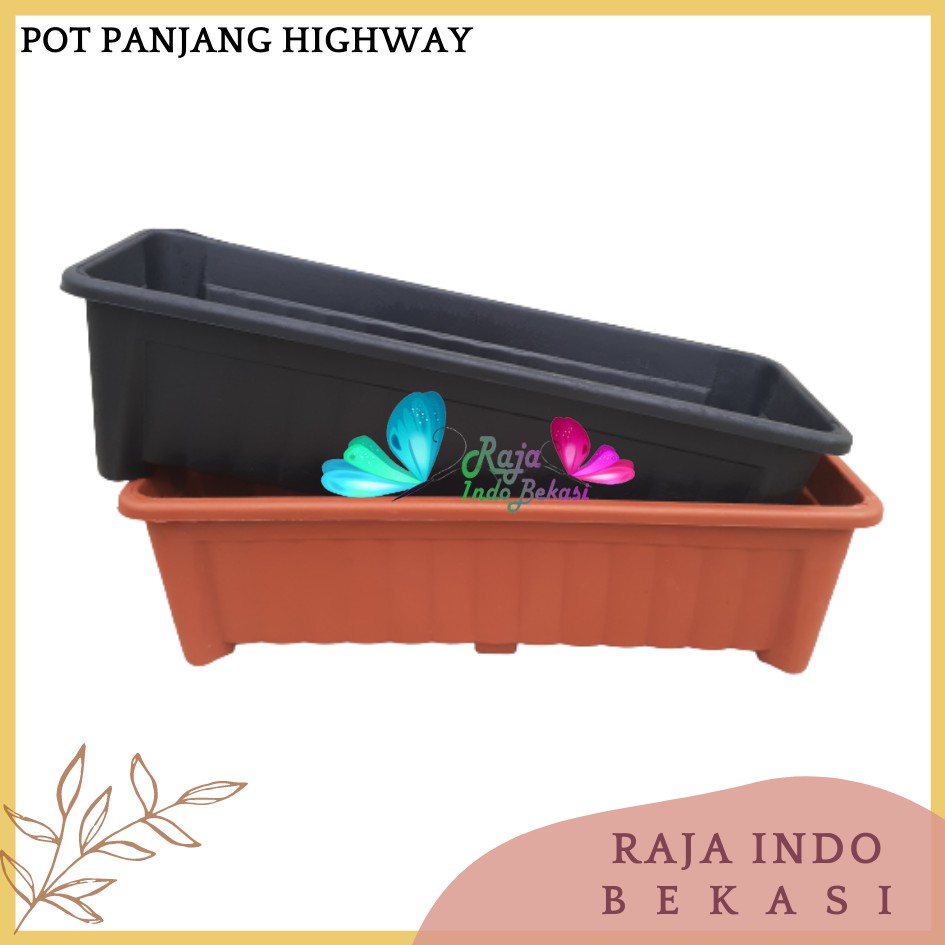 3 Pcs Pot Bunga Panjang Highway 55 Hitam Merah Bata Coklat Pot Bunga Segi Panjang 60 CM 50cm 70cm Pot Panjang Plastik Putih Murah Gantung - Pot Panjang 50