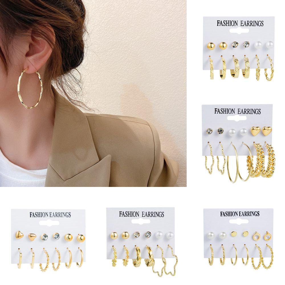 Lily Drop Earrings Set Vintage Hadiah Pesta Retro Aksesoris Gadis Anting Mutiara