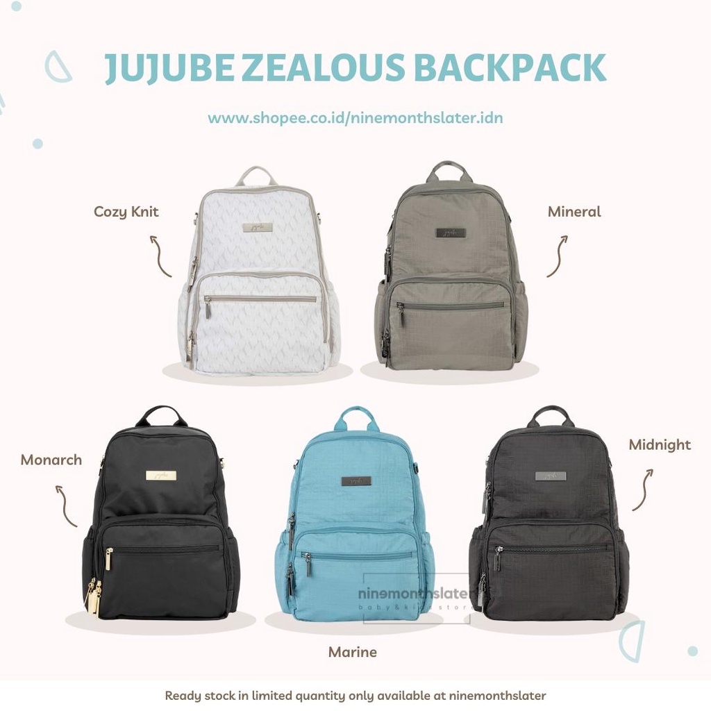 Jujube Zealous Backpack - Diaper Bag Tas Perlengkapan Anak Bayi Ransel Baby Travel Anak Back Pack Ransel Netral