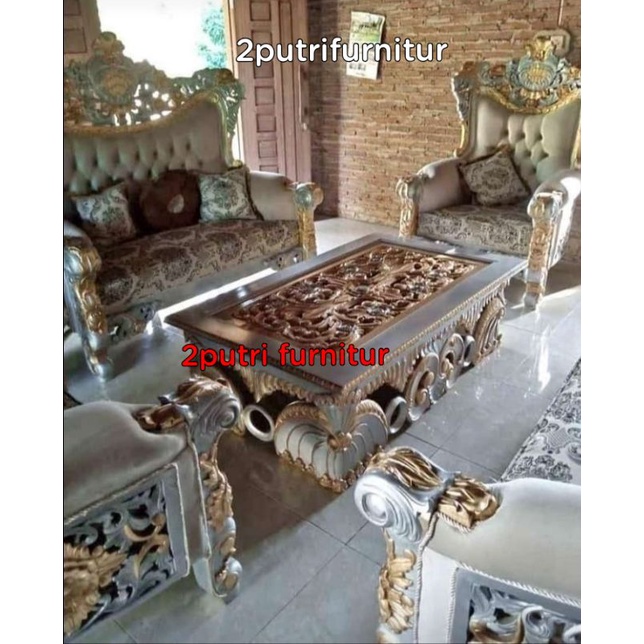 kursi tamu mewah dk1123+meja kaca