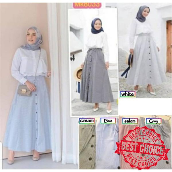 Terbaru Rok  Button Rok  Panjang  Muslimah ootd Keren  