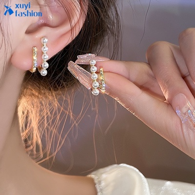 Anting Stud Kristal Mutiara Untuk Aksesoris Wanita