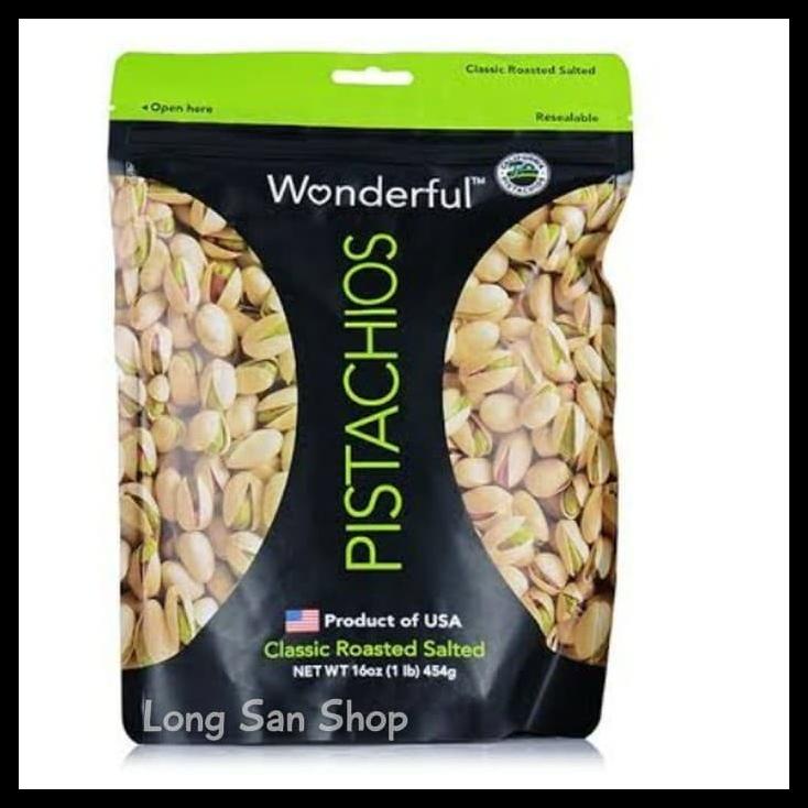 

DISKON TERBATAS !!! PROMO!WONDERFUL-CLASSIC ROASTED SALTED PISTACHIOS 454 GR KACANG IMPORT TERLARIS