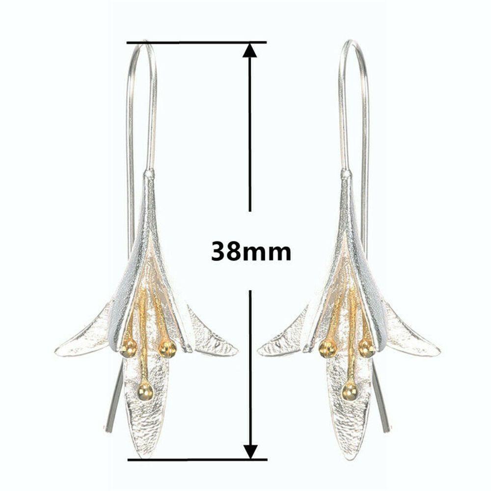 Lily Retak Shell Kelopak Bunga Anting Pernikahan Fashion Wanita925 Perak Korea Drop Earrings