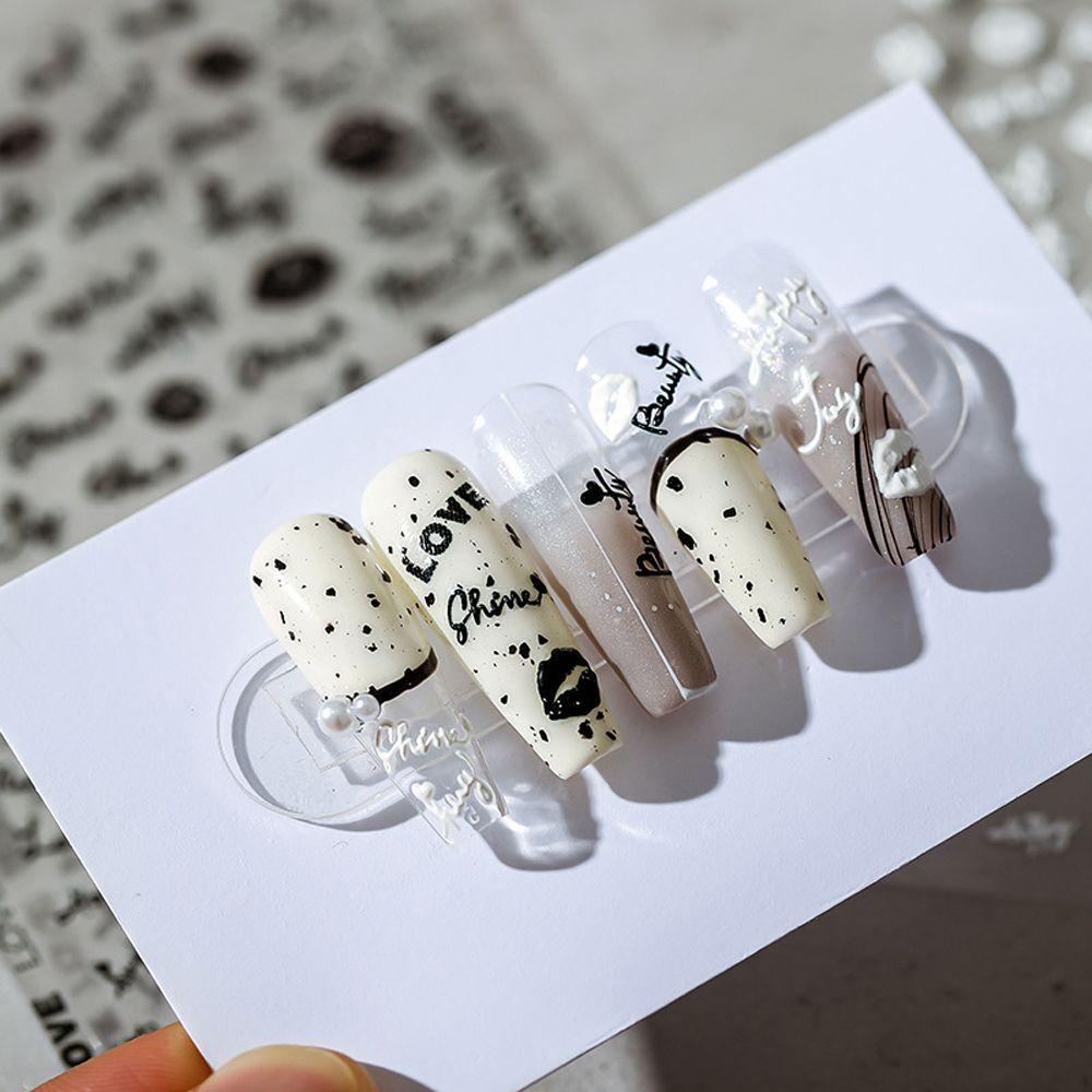 Mxbeauty Huruf Inggris Stiker Kuku Wanita Bunga Cinta Hati Ikatan Simpul Bibir Cetak Perekat Diri Nail Art Dekorasi