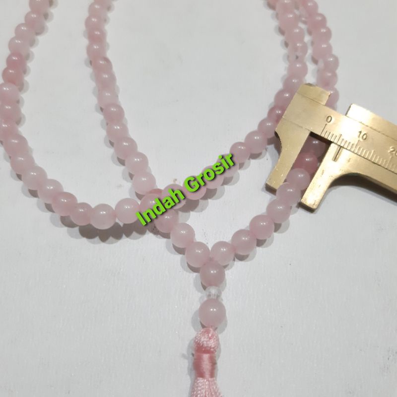 TASBIH Kalung BATU ROSE QUARTZ 6MM 99BUTIR ATAU 99BUTIR  ORIGINAL