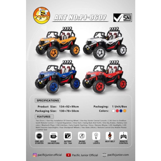 Mainan Mobil Aki Anak Pacific Jeep Legion PJ8607
