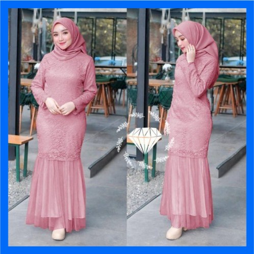 Baju Gamis Muslim Terbaru 2020 2021 Model Baju Pesta Wanita kekinian Bahan Brukat Kondangan Remaja