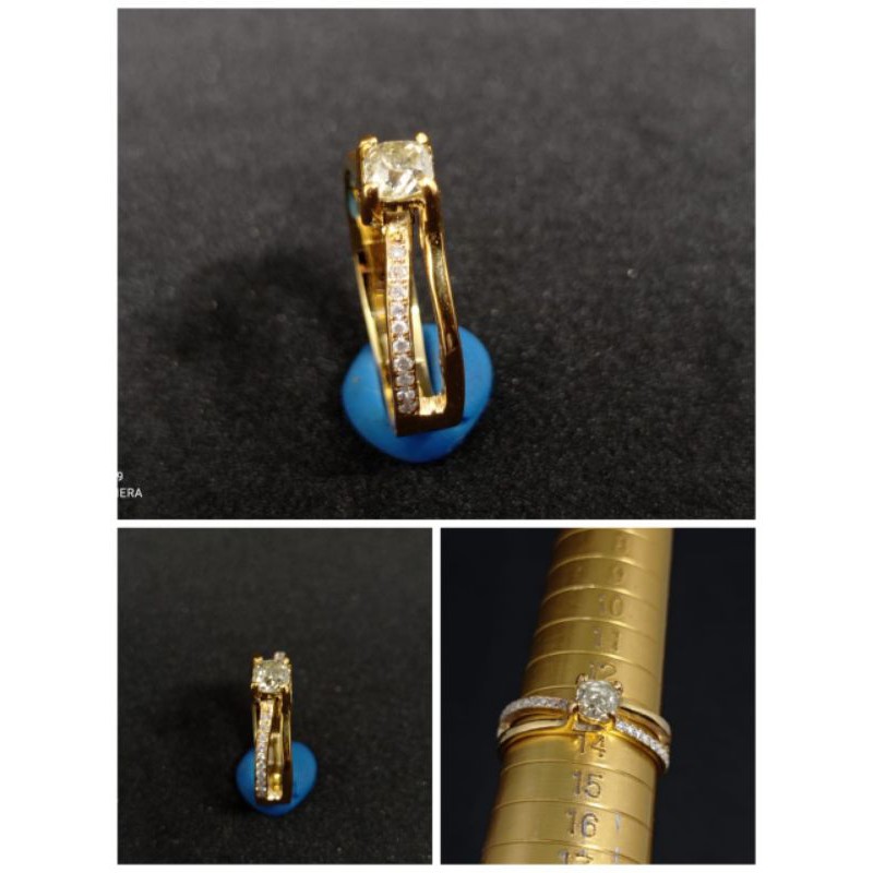 cincin berlian Eropa emas kuning 40% asli