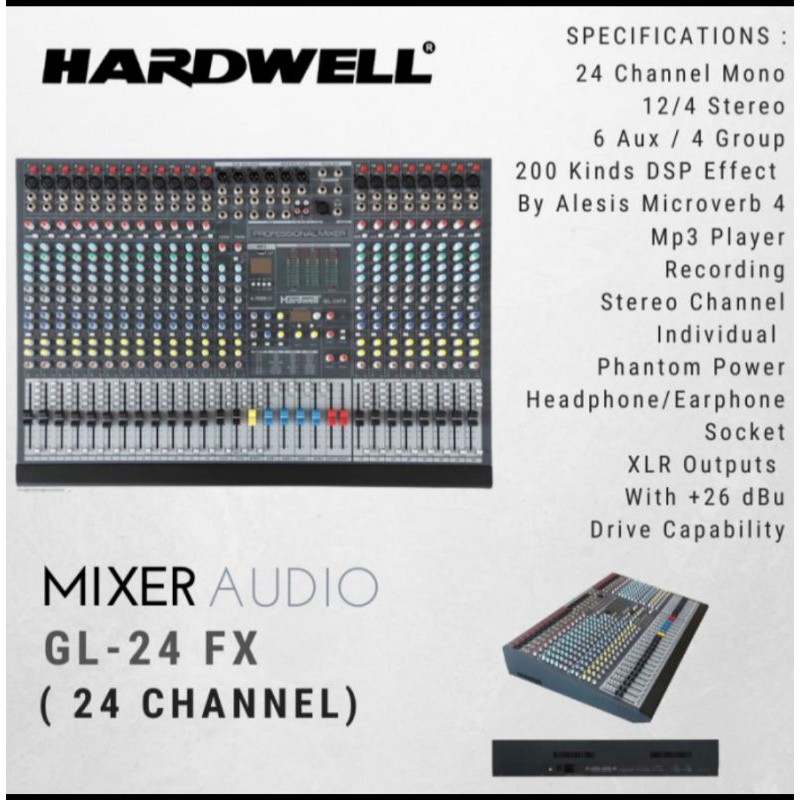 Mixer 24 channel mixer audio Hardwell GL 24 FX original