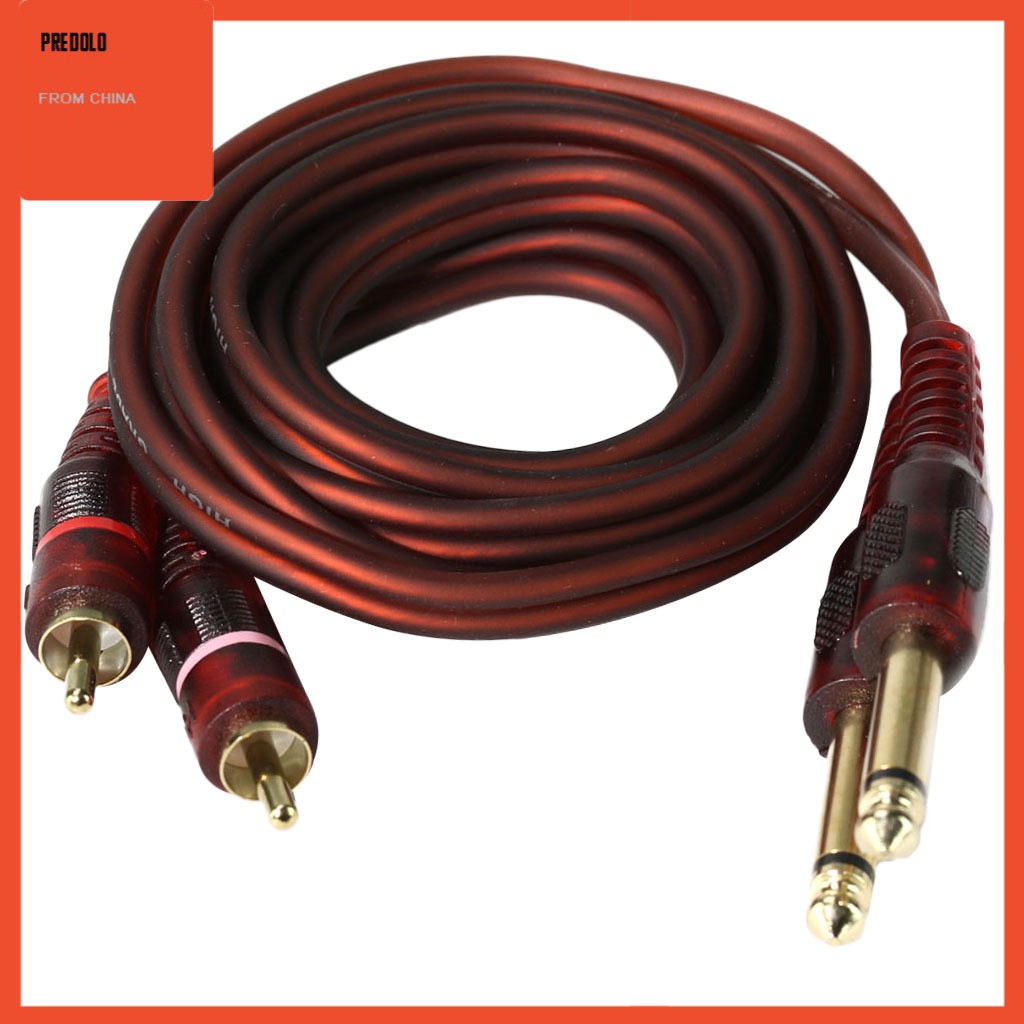 In Stock Audio Cable Dual 1/4&quot; Jack 6.35mm to Dual RCA Phono Male for Mixer Amplifier