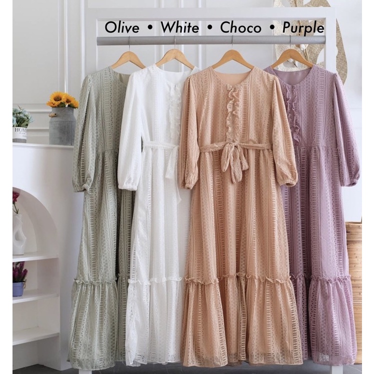 Athlea Lace Brukat Dress/Dress Brukat Lilac/Gamis Lilac/Dress Brukat Ld 100/Dress Lebaran