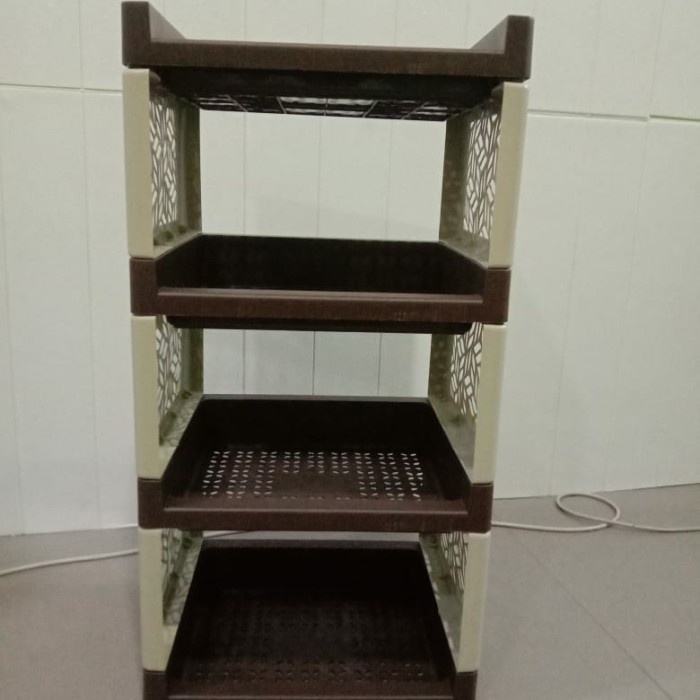 Rak Plastik roda Rak Serbaguna susun 4