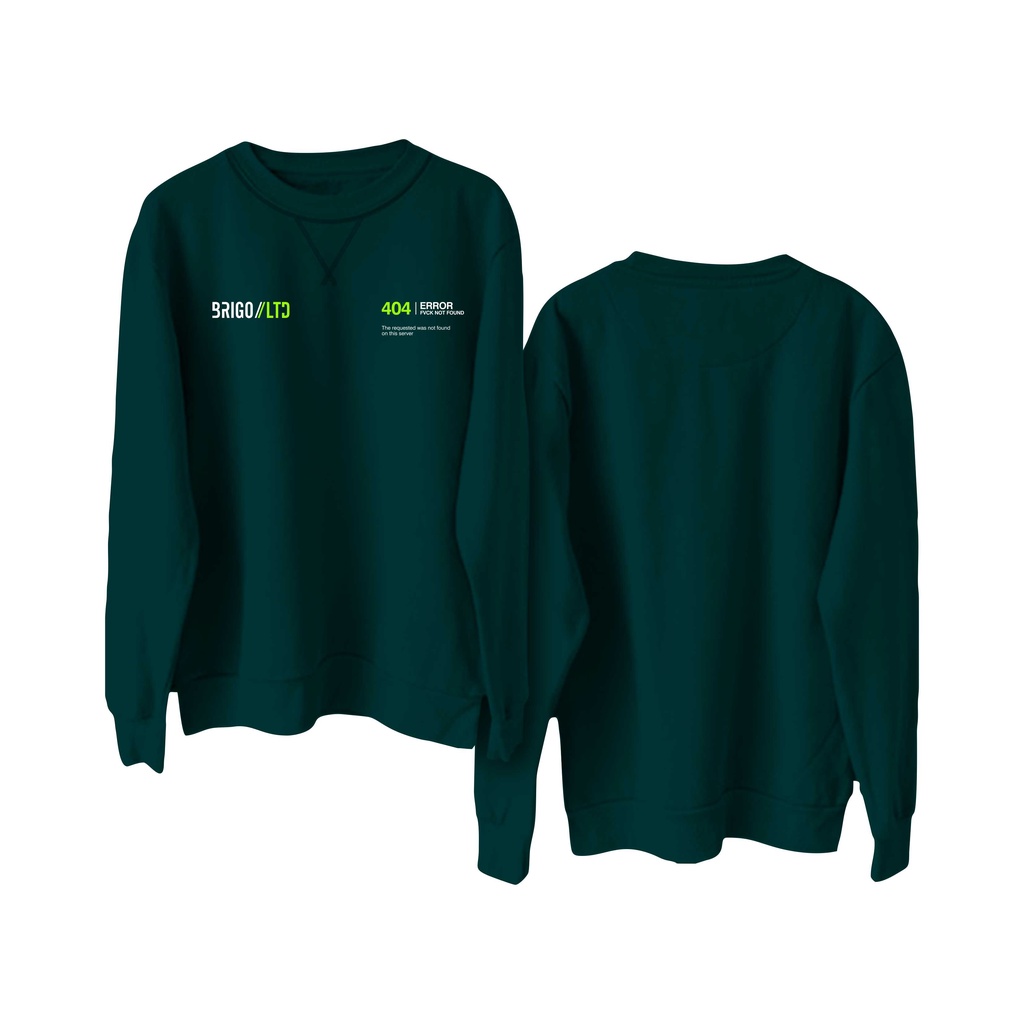 BRIGO Basic Sweatshirt  Eror  404 II Sweater Crewneck BRIGO Eror  404 Sablon DTF Fleece Cotton M-XXL (Pria &amp; Wanita) Free stiker&amp;Gantungan Kunci