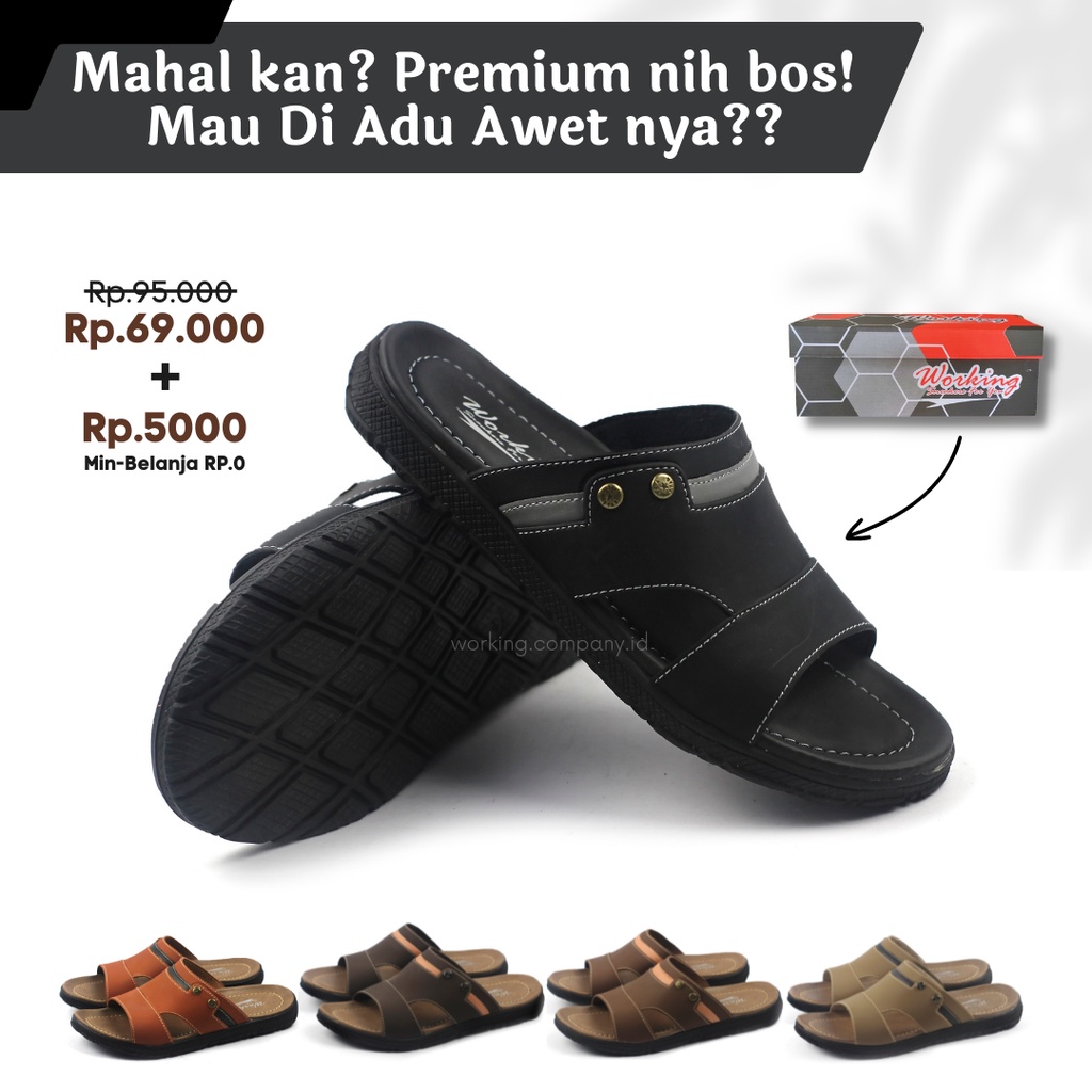 COD~SANDAL KULIT PRIA DEWASA CASUAL MURAH/Sendal Sndal Semdal Seldal Saldal Sedal Sadal Samdal Sebda