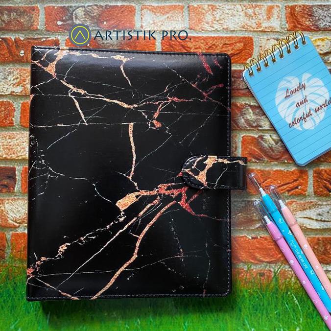 

Office & Stationery | Document Organizer | Binder Printing Motip Marbel Black & Gold A5/20Ring, B5/26Ring | Best Seller