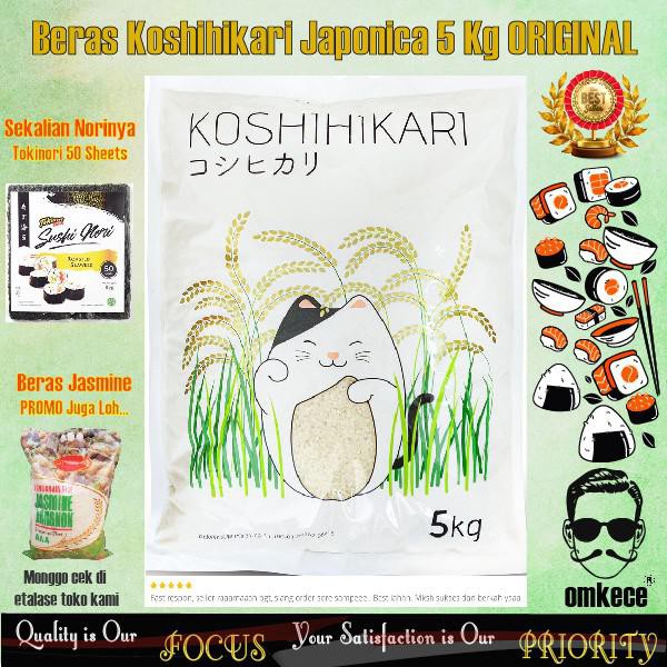 

BERAS JEPANG/BERAS SUSHI/BERAS ONIGIRI KOSHIHIKARI PREMIUM QUALITY 5KG