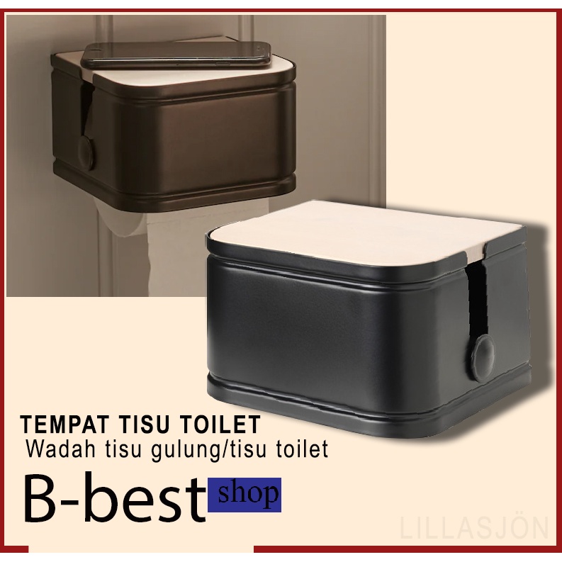 Tempat tisu toilet bentuk kotak hitam / TEMPAT TISU WC / Wadah tisu gulung dengan penutup