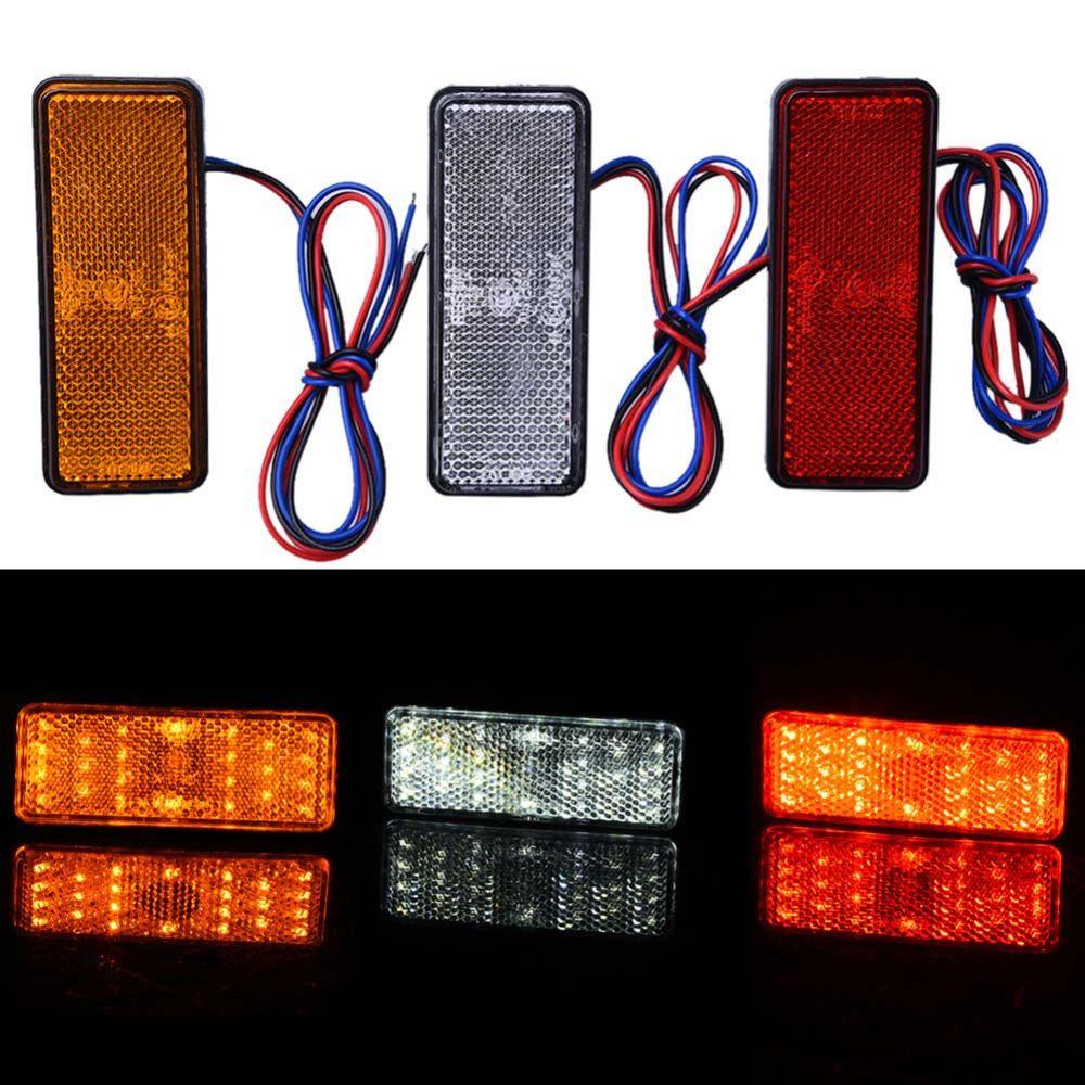 Lanfy Lampu Mobil Ekor Persegi Truk Side Indicator Light Putih/Kuning/Merah Warning Light Bulbs Rem Stop Marker Lamp