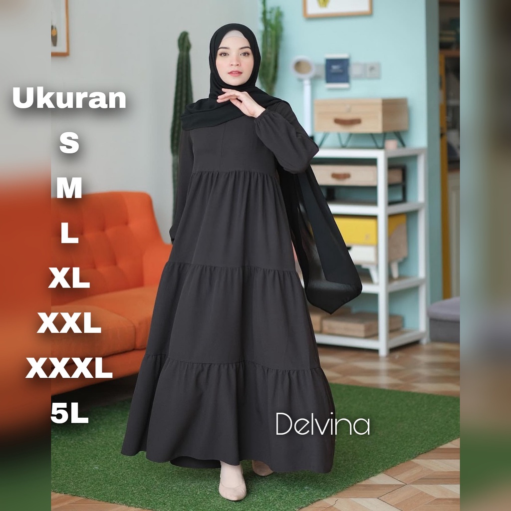 Premium series DELVINA Dress Ukuran S M L XL 2XL 3XL 4XL XXL XXXL2L 3L 4L 5L Dress Big Size Baju Gamis Jumbo Over Size