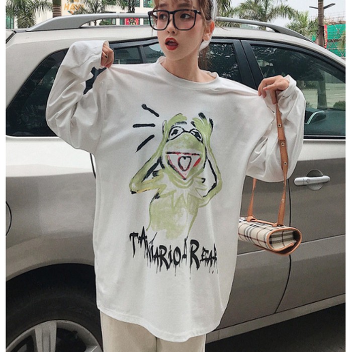kaos hip hop style / baju atasan putih smile / FASHION WANITA