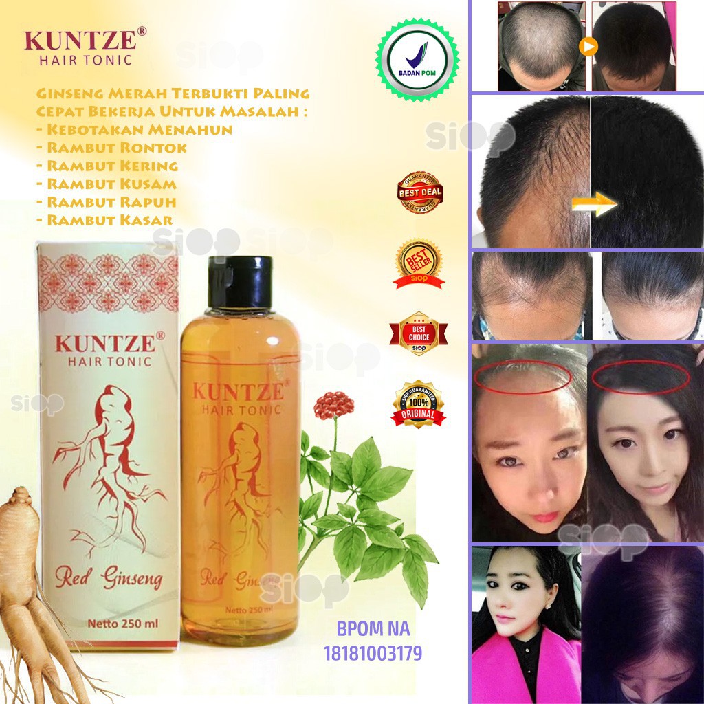 KUNTZE HAIR TONIC RED GINSENG 250ML BPOM - TONIC KUNTZE RED GINSENG