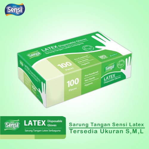 SENSI LATEX DISPOSABLE GLOVES ISI 100 Pcs