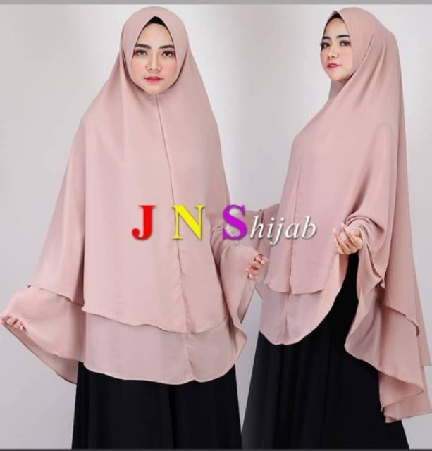 KHIMAR SUPER JUMBO 2 LAYER/HIJAB JUMBO OVAL BULAT DEPAN BELAKANG PET DAN NON PET/KERUDUNG UMROH HAJI