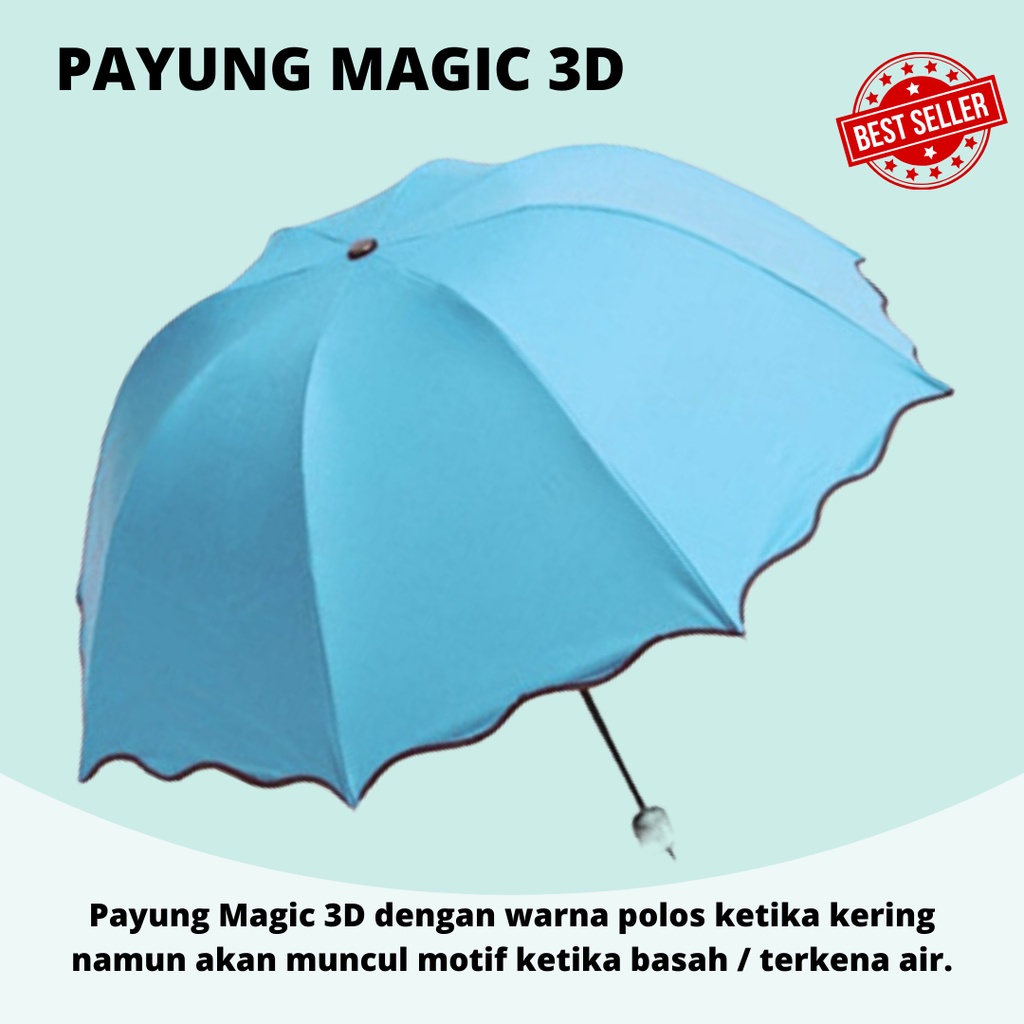 PAYUNG 3D (GRATIS BUBBLE) Payung Hujan dengan Motif yang Muncul ketika Basah (COD)