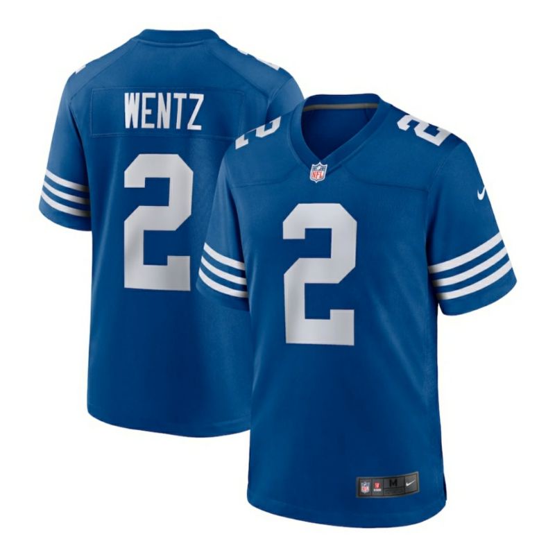 Tshirt Football NFL Indianapolis Colts Carson Wentz 2 Blue Game Jersey