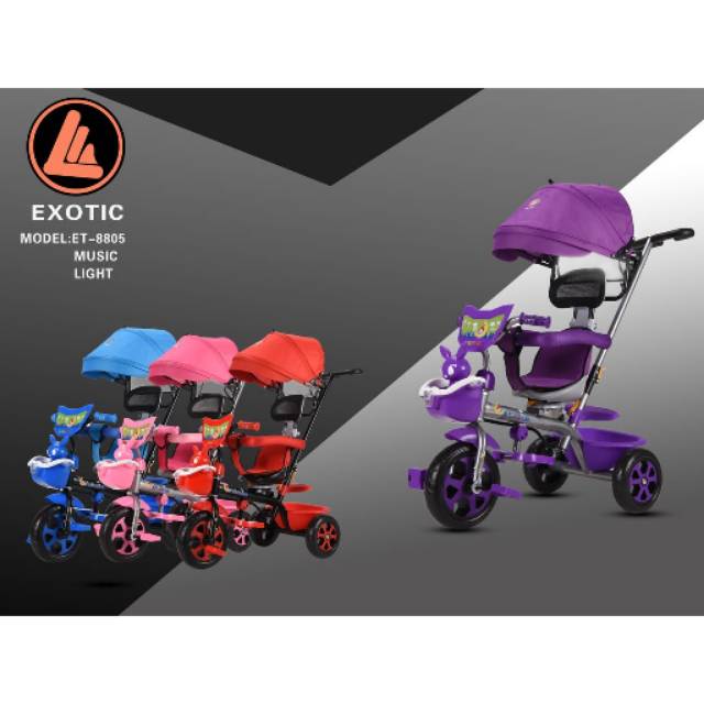 Stroller Tricycle Sepeda Tiga Roda Anak Balita Exotic ET-8805 musik lampu