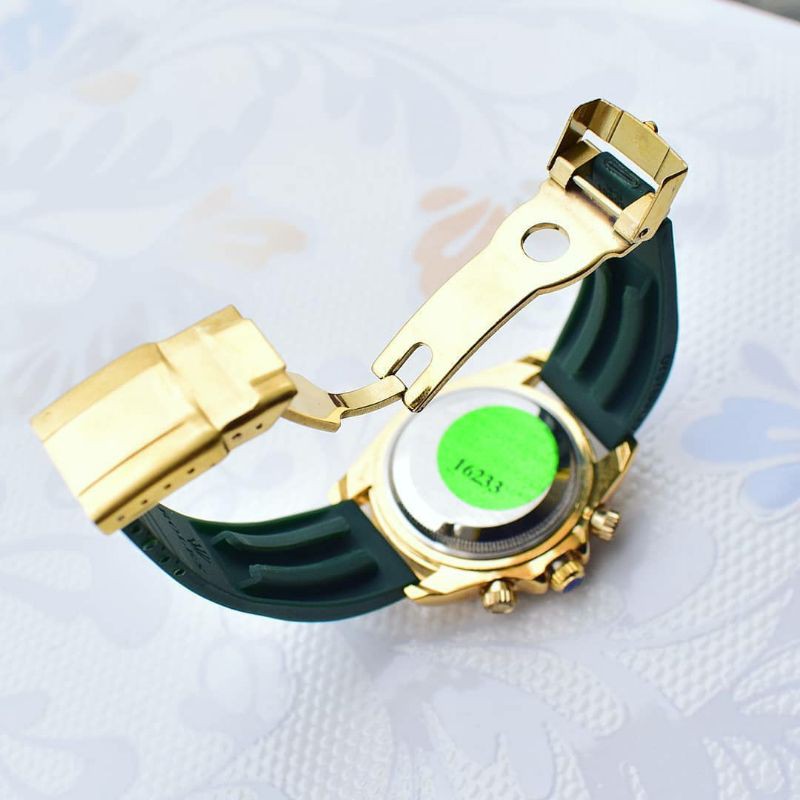 Jam R0L*EX tali karet Unisex dengan buckle pengait model rantai + free gelang (model random)